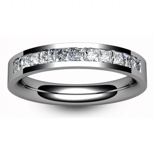 Baguette Diamond Wedding Band - Half Channel Set - All Metals